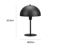 Tischleuchte NOLA aus Metall Schwarz, Lampenschirm innen Gold, Höhe 30cm
