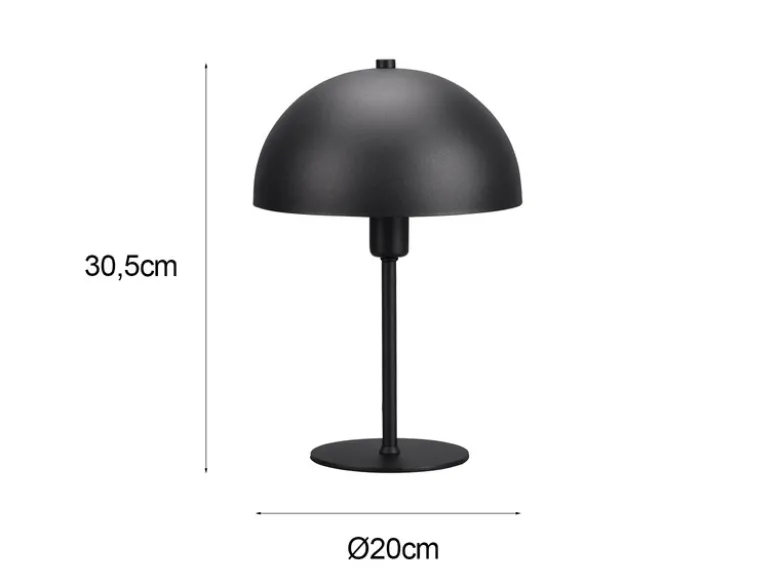 Tischleuchte NOLA aus Metall Schwarz, Lampenschirm innen Gold, Höhe 30cm