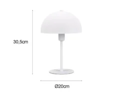 Tischleuchte NOLA aus Metall Weiß in Pilzform, Höhe 30cm