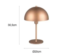 Tischleuchte NOLA aus Metall Coffee in Pilzform, Höhe 30cm