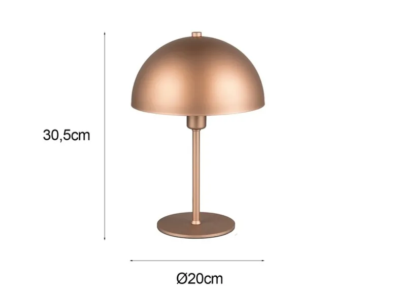 Tischleuchte NOLA aus Metall Coffee in Pilzform, Höhe 30cm