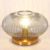 Tischleuchte NORMY aus Rauchglas Rillenglas Messing, Höhe 20cm