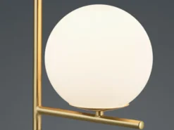 Tischleuchte PURE in Messing matt mit Glaskugel Opal Weiß, Höhe 52cm