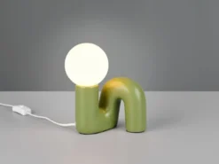 Tischleuchte QUINN Keramik Grün, Glas Weiß, Höhe 21,5cm