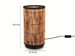 Tischleuchte SARA mit Lampenschirm aus Rattan in Bambusoptik, Höhe 34,5cm