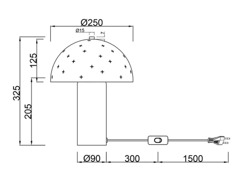 Tischleuchte SETA aus Metall Weiß, Lampenschirm mit Dekorstanzung, Höhe 33 cm