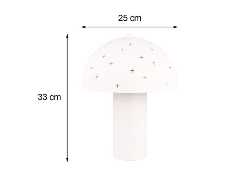 Tischleuchte SETA aus Metall Weiß, Lampenschirm mit Dekorstanzung, Höhe 33 cm