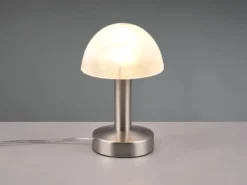 Tischleuchte Silber mit Glasschirm Weiß, Touch dimmbar mit E14 LED, Höhe 21cm