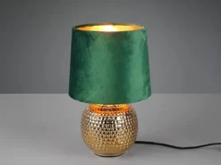 Tischleuchte SOPHIA Grün/Gold Keramikfuß Samtschirm, Höhe 26cm
