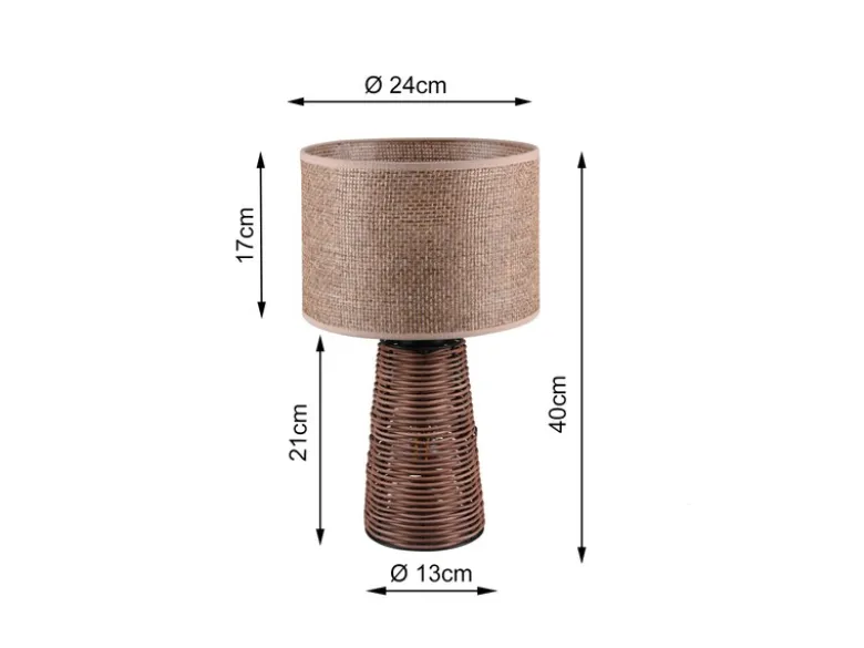 Tischleuchte STRAW aus Naturmaterial Rattan Braun, Höhe 40cm