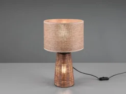 Tischleuchte STRAW aus Naturmaterial Rattan Braun, Höhe 40cm