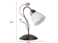 Tischleuchte TRADITIO in Rostoptik mit Blätter Deko, Höhe 32cm