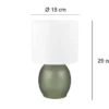 Tischleuchte VELA mit Glasfuß Grün und Stoffschirm Weiß, Höhe 29cm