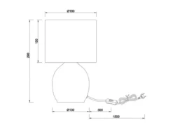 Tischleuchte VELA mit Glasfuß Grau und Stoffschirm Weiß, Höhe 29cm
