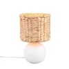Tischleuchte VINA Keramikfuß Weiß mit Seegras Lampenschirm, Höhe 29cm