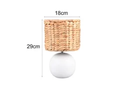 Tischleuchte VINA Keramikfuß Weiß mit Seegras Lampenschirm, Höhe 29cm