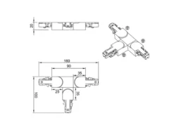 T-Verbinder (B) Grau für 2-Phasen Schienensystem DUOline, Schutzleiter LINKS