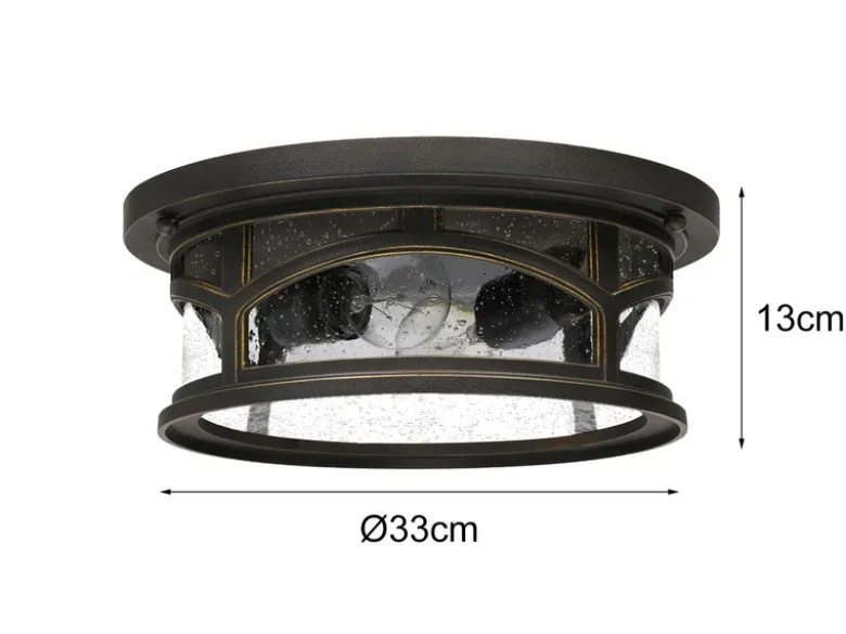 Ultra Wetter & Salzluft resistente Außen Deckenleuchte MARBLEHEAD, Bronze Ø33cm