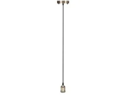 Universal Schnurpendel für Hängelampe E27 Bronze / Kabel Textil Schwarz, Ø 8,5cm