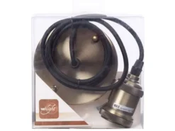 Universal Schnurpendel für Hängelampe E27 Bronze / Kabel Textil Schwarz, Ø 8,5cm