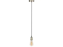 Universal Schnurpendel Retro mit E27 LED, Bronze / Kabel Textil schwarz, Ø 8,5cm