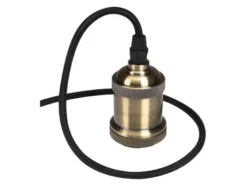 Universal Schnurpendel Retro mit E27 LED, Bronze / Kabel Textil schwarz, Ø 8,5cm