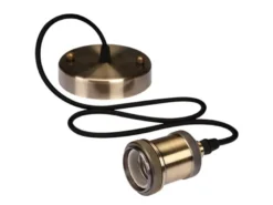 Universal Schnurpendel Retro mit E27 LED, Bronze / Kabel Textil schwarz, Ø 8,5cm