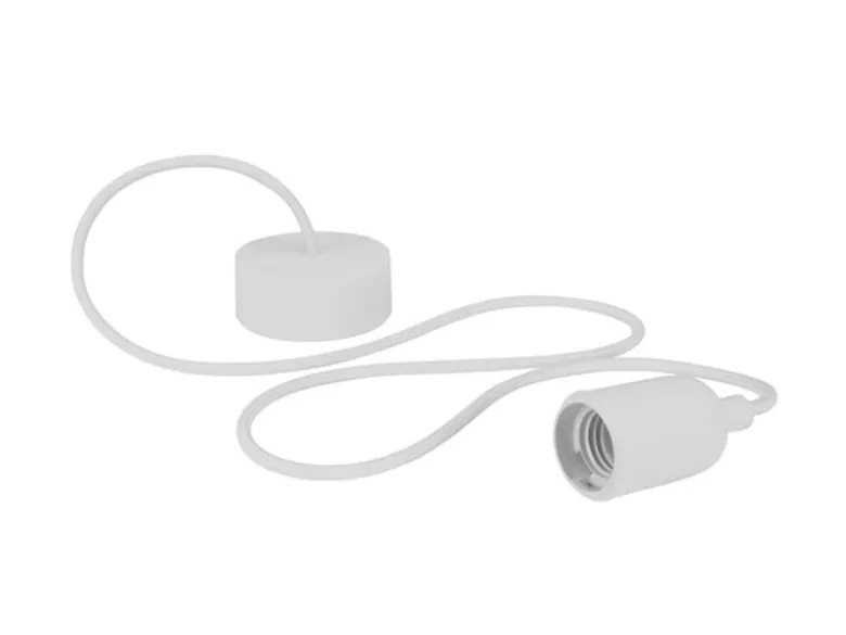 Universal Schnurpendel Textil weiß für Hängelampe E27 max. 60W, Ø 8,5cm