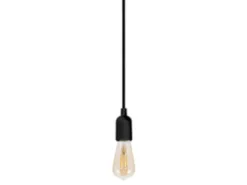 Universal Schnurpendel Textil schwarz mit E27 Filament LED, Ø 8,5cm
