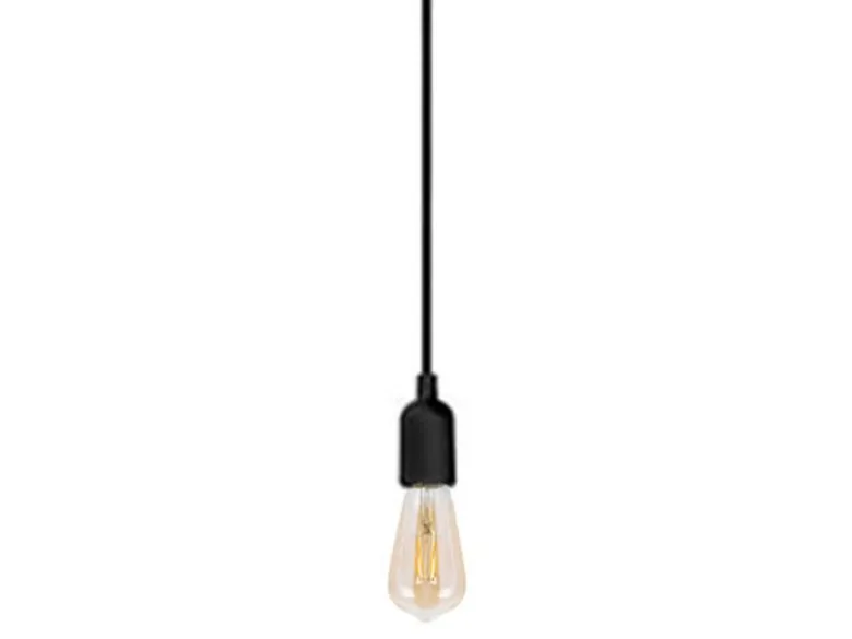 Universal Schnurpendel Textil schwarz mit E27 Filament LED, Ø 8,5cm
