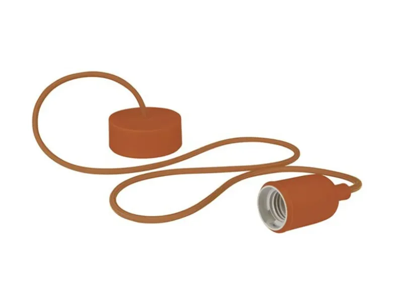 Universal Schnurpendel Textil braun mit E27 Filament LED, Ø 8,5cm