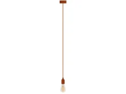 Universal Schnurpendel Textil braun mit E27 Filament LED, Ø 8,5cm