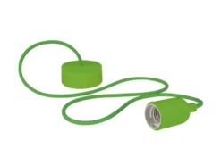 Universal Schnurpendel Textil grün mit E27 Filament LED, Ø 8,5cm