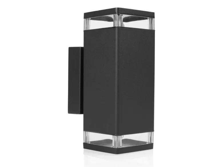 Up and Down Außenwandleuchte aus Aluminium in Schwarz, Höhe 23cm