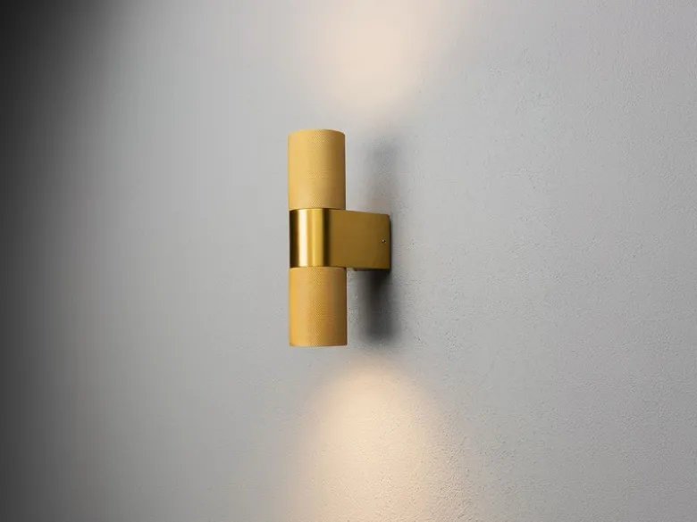 Up and Down Außenwandleuchte TEMI Aluminium Gold, Höhe 23,5cm