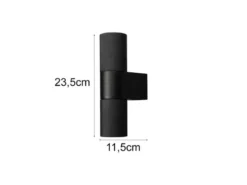 Up and Down Außenwandleuchte TEMI Aluminium Schwarz, Höhe 23,5cm
