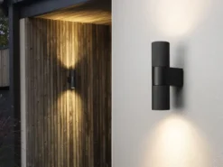 Up and Down LED Außenwandleuchte Aluminium Schwarz, Höhe 23,5cm