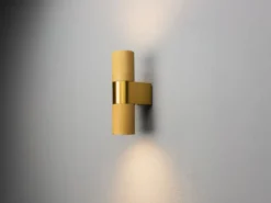 Up and Down LED Außenwandleuchte Aluminium Gold, Höhe 23,5cm