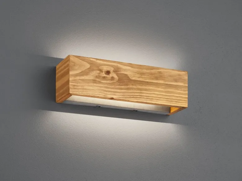Up and Down LED Innen Wandleuchte BRAD aus Echtholz, Breite 37cm