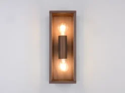 Up & Down LED Außenwandleuchte in Rostoptik mit Glas, Höhe 38cm