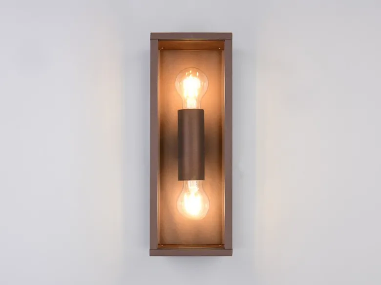 Up & Down LED Außenwandleuchte in Rostoptik mit Glas, Höhe 38cm