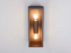 Up & Down LED Außenwandleuchte in Rostoptik mit Glas, Höhe 38cm