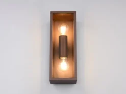 Up & Down LED Außenwandleuchte in Rostoptik mit Glas, Höhe 38cm