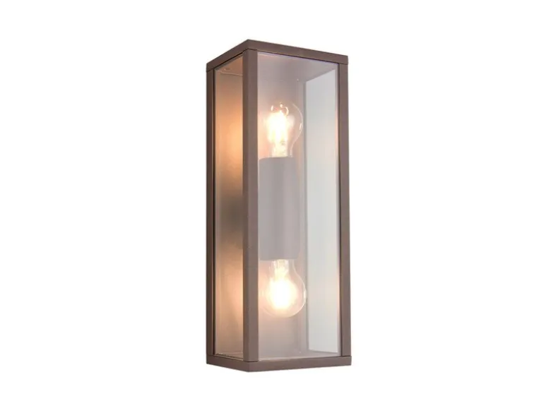 Up & Down LED Außenwandleuchte in Rostoptik mit Glas, Höhe 38cm