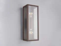 Up & Down LED Außenwandleuchte in Rostoptik mit Glas, Höhe 38cm