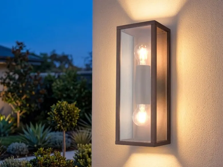 Up & Down LED Außenwandleuchte in Rostoptik mit Glas, Höhe 38cm