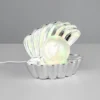 USB Muschel Tischlampe SHELLY Silber mit RGB Beleuchtung, Höhe 14cm