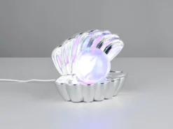 USB Muschel Tischlampe SHELLY Silber mit RGB Beleuchtung, Höhe 14cm