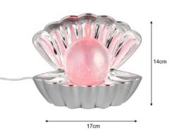 USB Muschel Tischlampe SHELLY Silber mit RGB Beleuchtung, Höhe 14cm