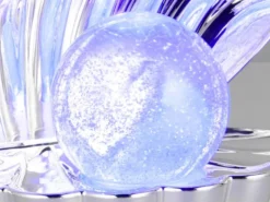 USB Muschel Tischlampe SHELLY Silber mit RGB Beleuchtung, Höhe 14cm